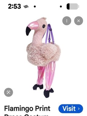 Kids Plush Flamingo Ride On Costume - Pink